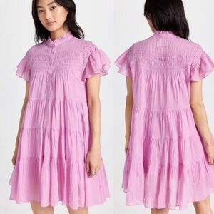 ISABEL MARANT Etoile Lanikaye Tiered Ruffle Woven Mini Dress \\ 42 (10)